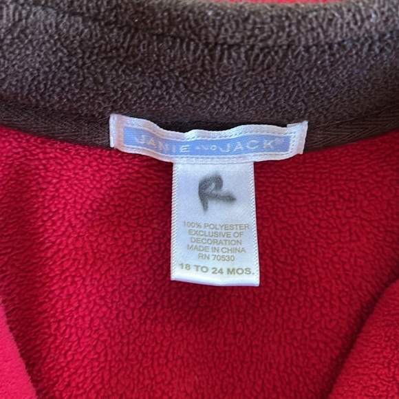 Janie and jack red fleece pullover - Picture 3 of 5